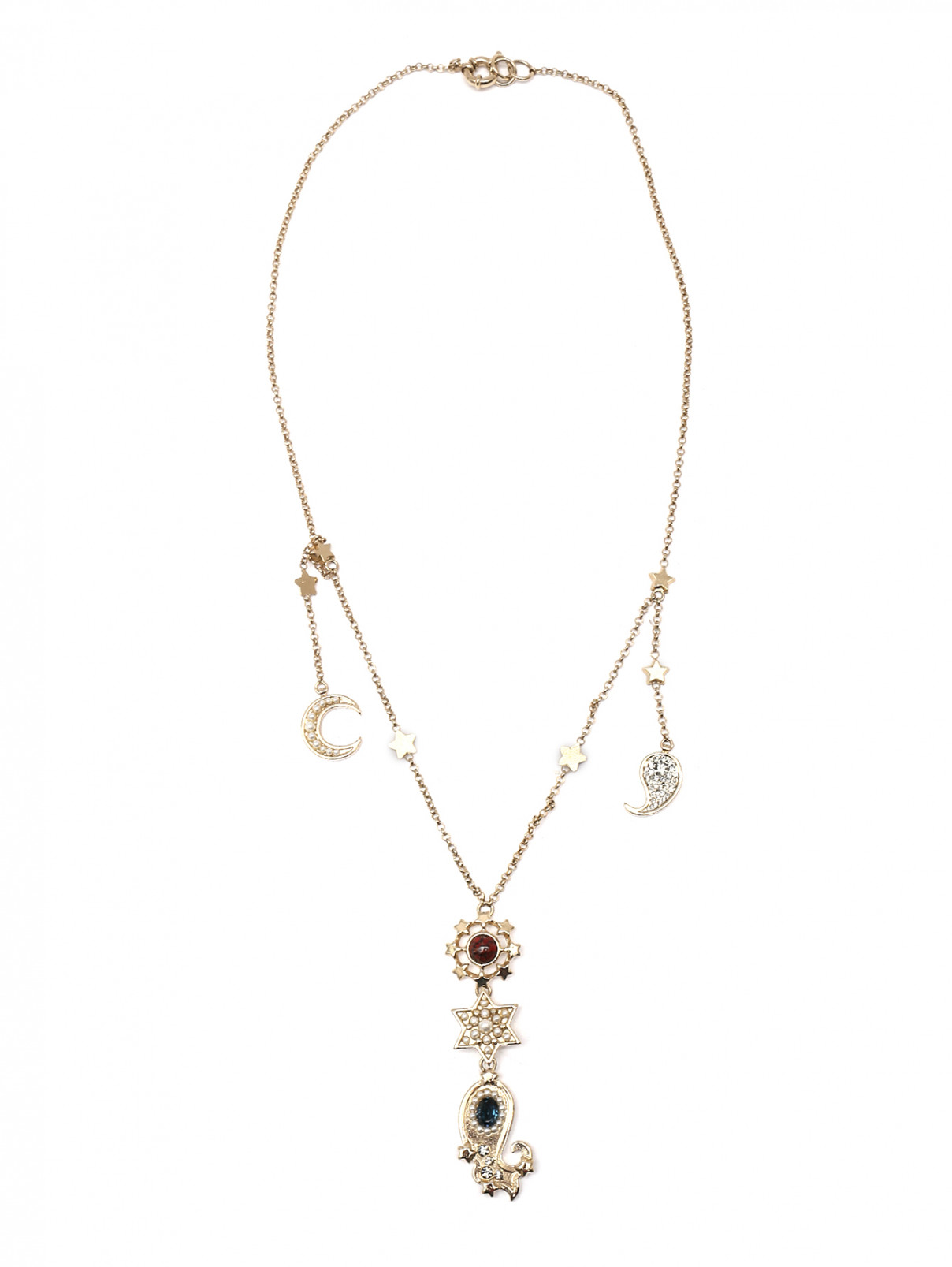 Ожерелье из латуни с подвесками Etro  –  Общий вид  – Цвет:  Золотой