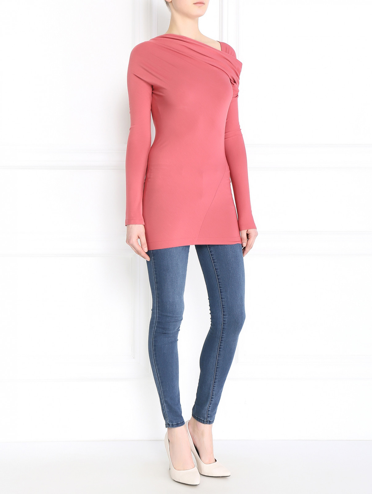 Джемпер с драпировкой Donna Karan  –  Модель Общий вид  – Цвет:  Розовый