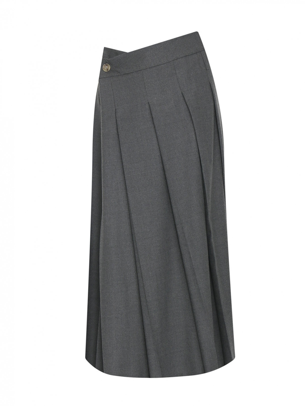 Плиссированная юбка из шерсти Sportmax  –  Общий вид  – Цвет:  Серый