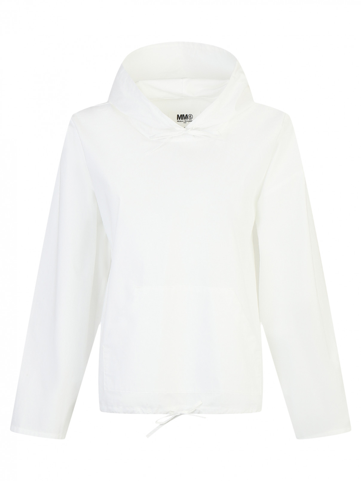 Блуза из хлопка с капюшоном MM6  –  Общий вид  – Цвет:  Белый