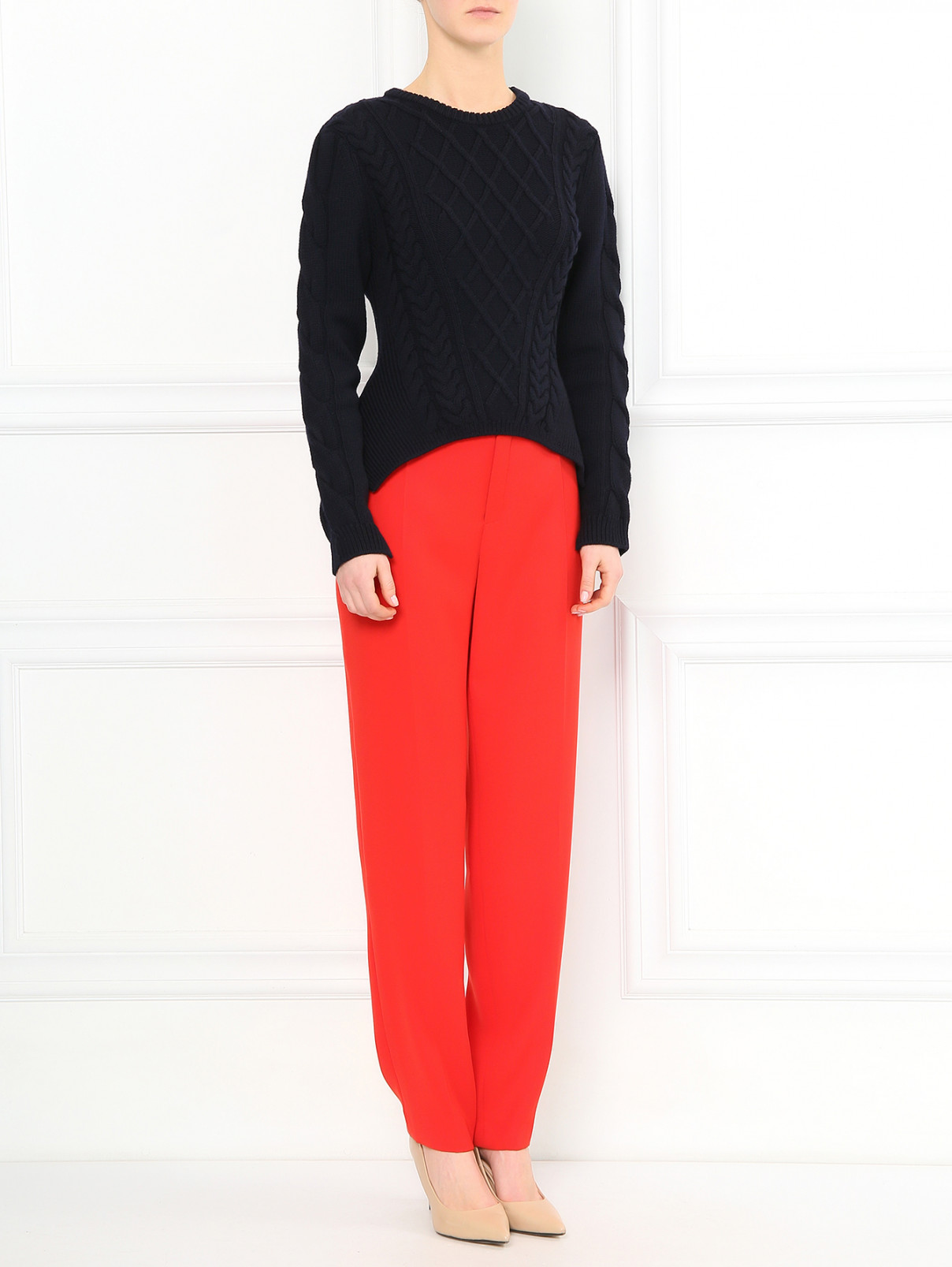 Укороченные узкие брюки Kenzo  –  Модель Общий вид  – Цвет:  Красный