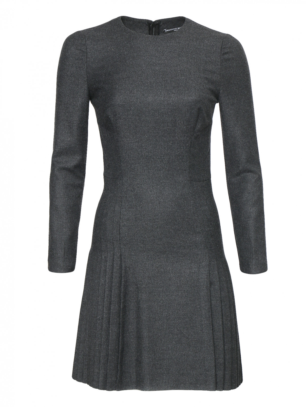 Платье из смешанной шерсти приталенного кроя Ermanno Scervino  –  Общий вид  – Цвет:  Серый