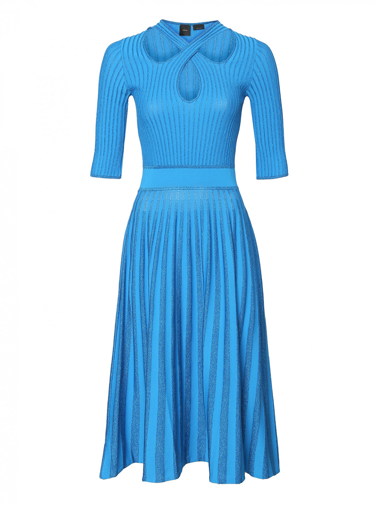 Платье трикотажное с вырезами по груди PINKO  –  Общий вид  – Цвет:  Синий