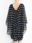 Платье-мини прямого кроя из шелка с узором Alberta Ferretti  –  Модель Верх-Низ1