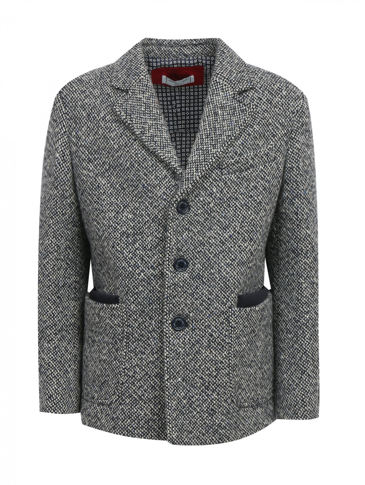 Укороченное пальто из шерсти MiMiSol  –  Общий вид  – Цвет:  Синий