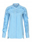 Рубашка из хлопка с узором в полоску с рюшами Jil Sander  –  Общий вид