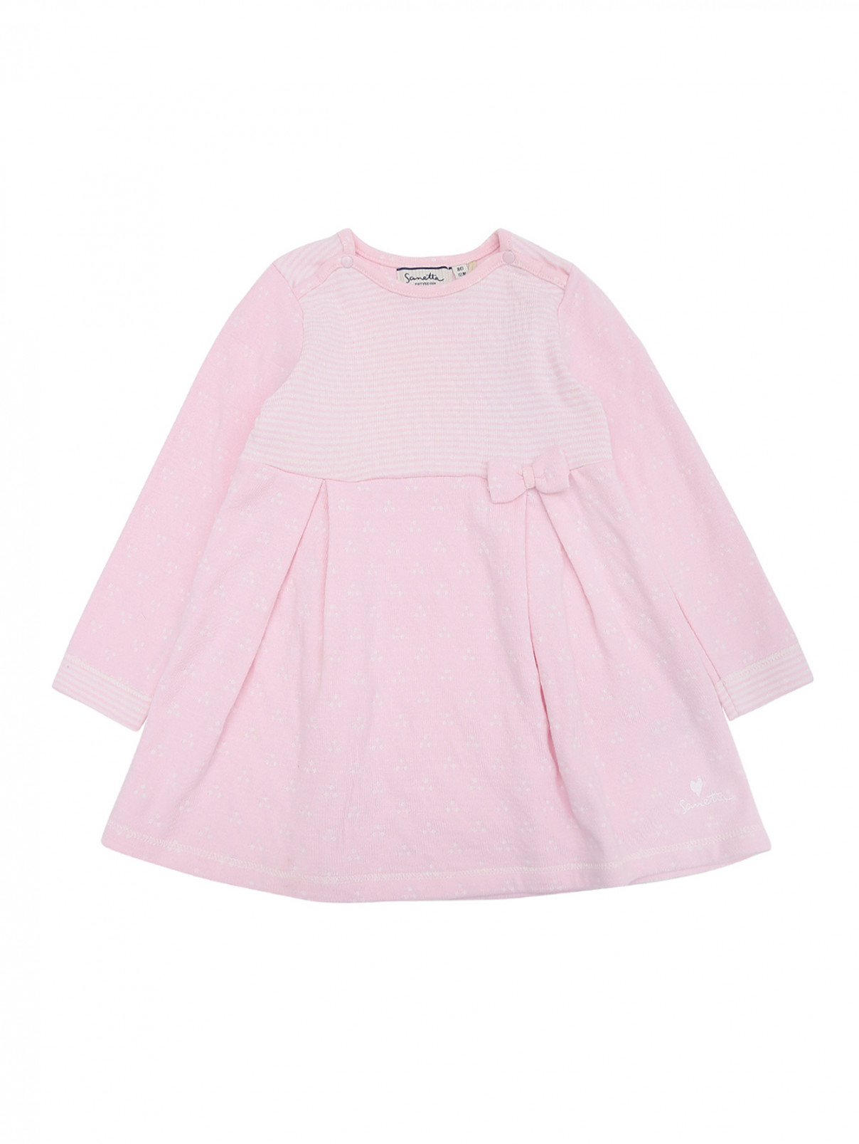 Платье трикотажное в полоску Sanetta  –  Общий вид  – Цвет:  Розовый