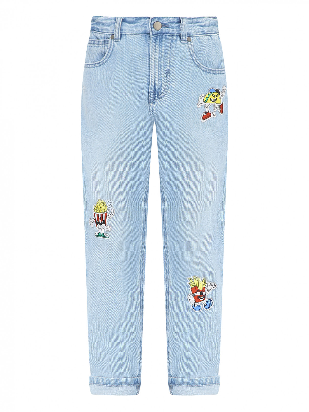 Хлопковые джинсы с аппликацией Stella McCartney kids  –  Общий вид  – Цвет:  Синий