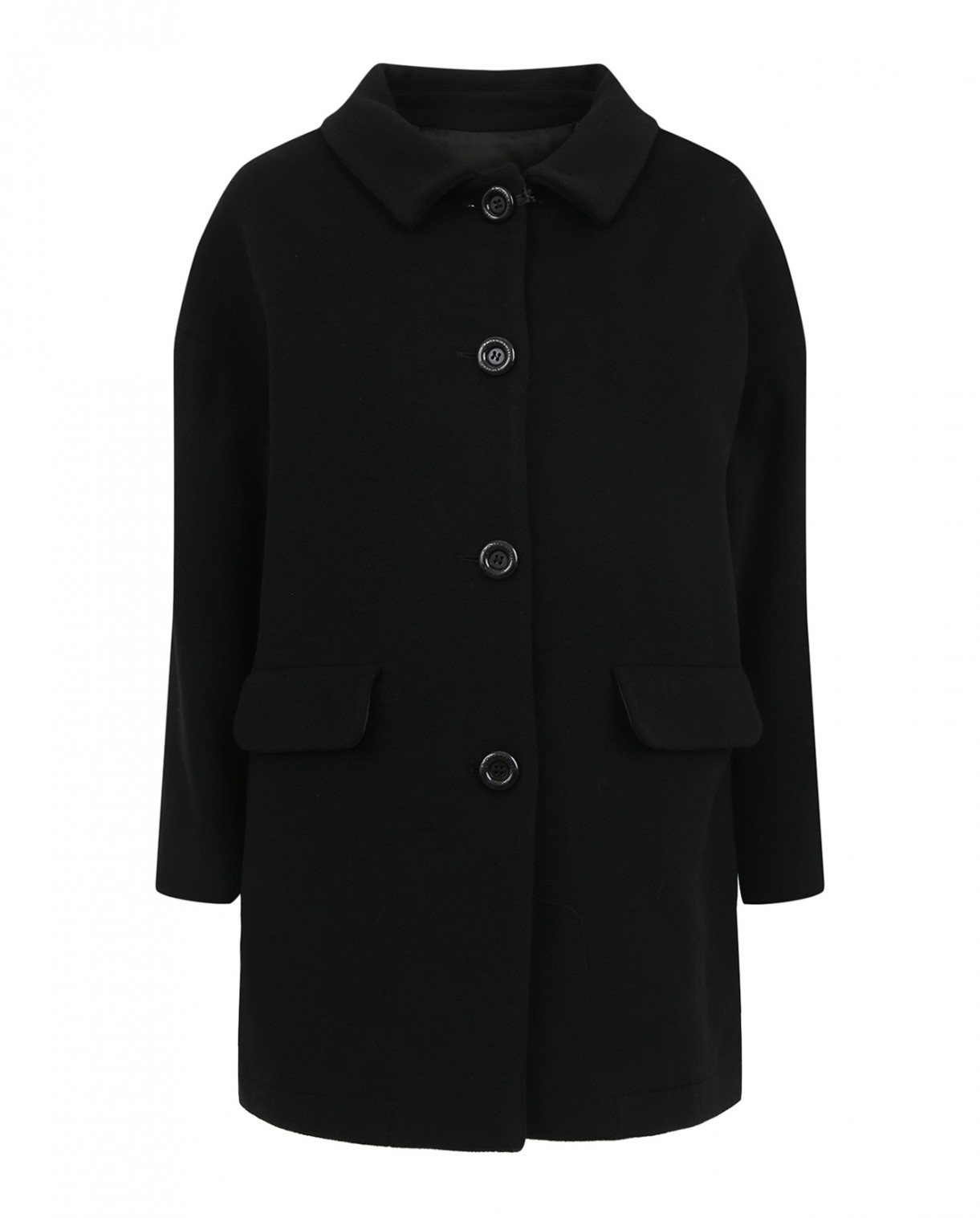 Пальто объемного кроя из шерсти Moschino Boutique  –  Общий вид  – Цвет:  Черный