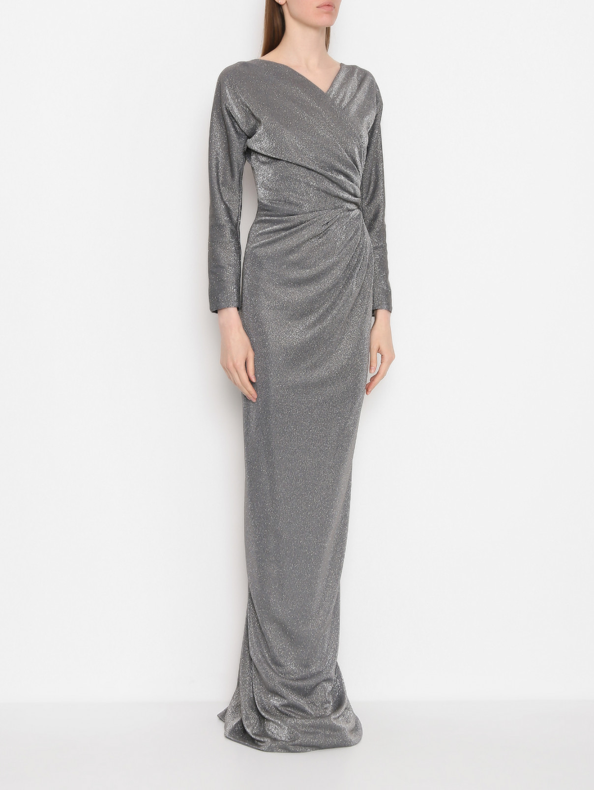 Платье-макси со сборкой Rhea Costa  –  МодельВерхНиз  – Цвет:  Серый