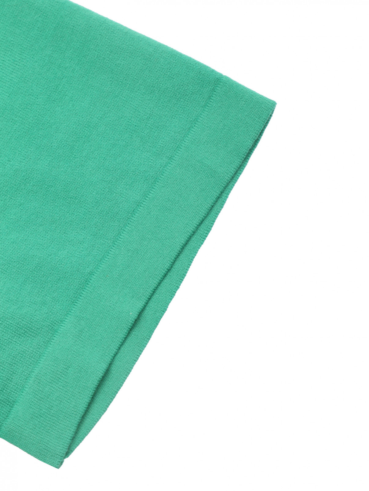 Джемпер из хлопка с короткими рукавами Kangra Cashmere  –  Деталь  – Цвет:  Зеленый
