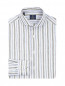 Рубашка из хлопка и льна с узором полоска Borrelli  –  Общий вид