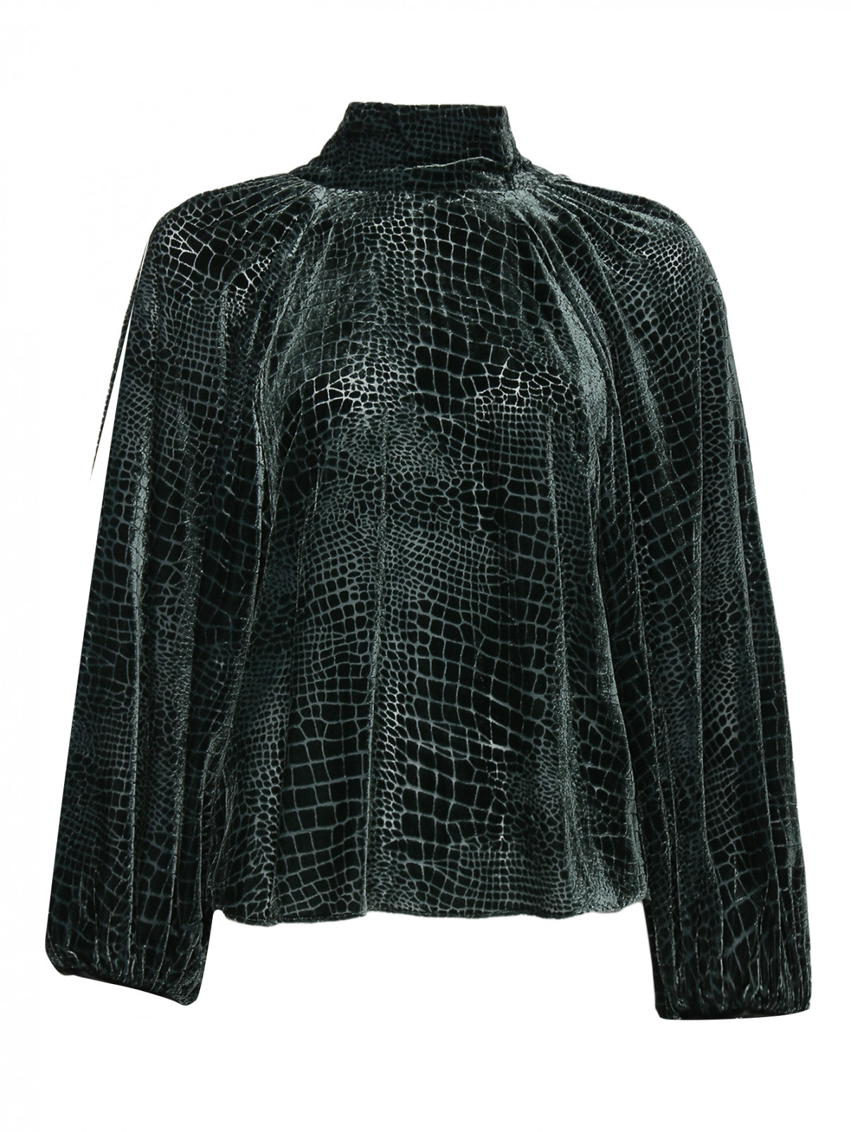 Блуза свободного кроя с узором Dorothee Schumacher  –  Общий вид  – Цвет:  Зеленый