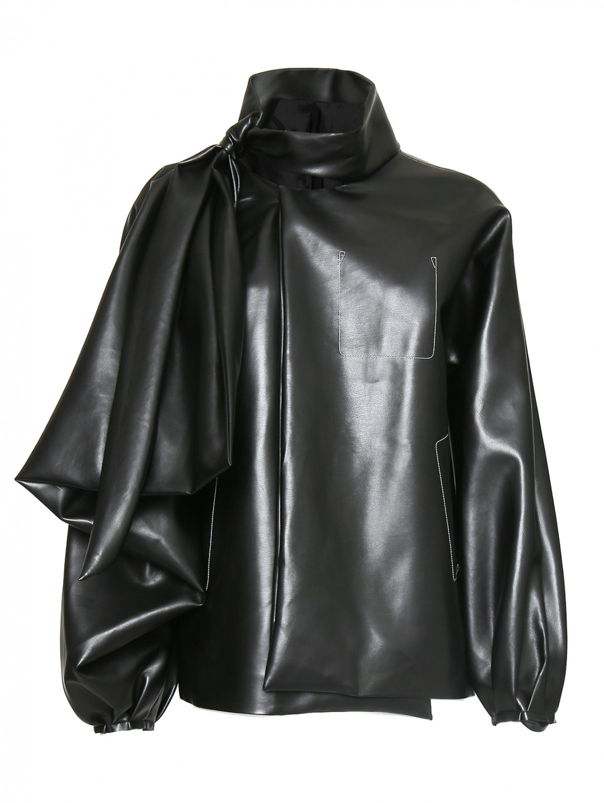 Куртка оверсайз из эко-кожи Maison Margiela  –  Общий вид  – Цвет:  Черный