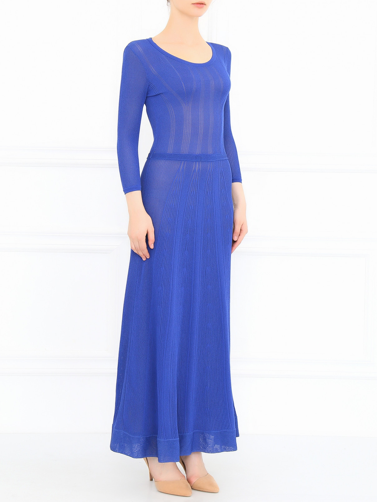 Платье-макси с рукавами 3/4 Alberta Ferretti  –  Модель Общий вид  – Цвет:  Синий