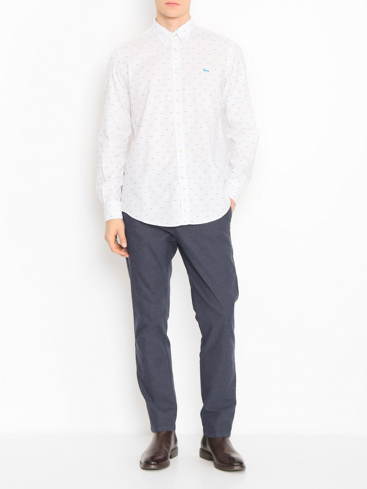Рубашка из плотного хлопка Harmont & Blaine  –  МодельОбщийВид  – Цвет:  Белый
