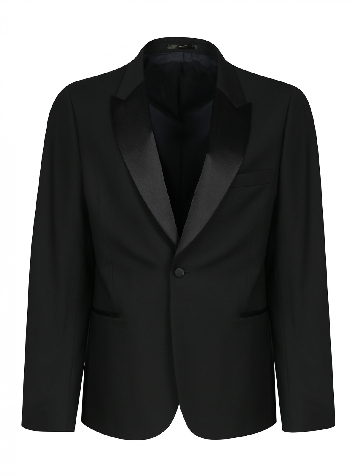 Пиджак однобортный из шерсти Paul Smith  –  Общий вид  – Цвет:  Черный