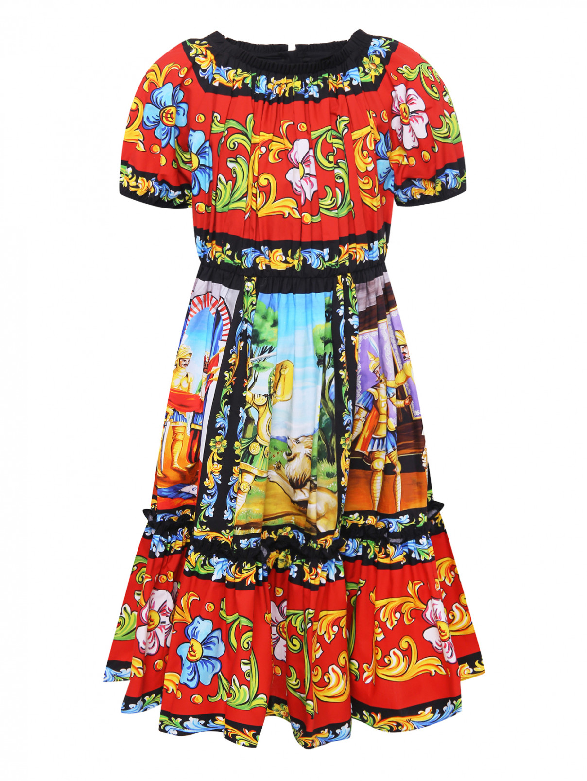 Платье из хлопка с узором Dolce & Gabbana  –  Общий вид  – Цвет:  Узор