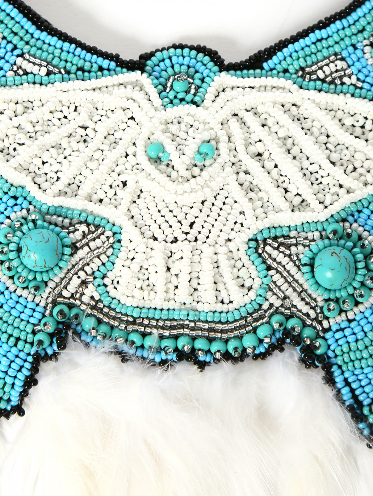 Ожерелье из бисера с перьями Евгения Линович  –  Деталь  – Цвет:  Синий