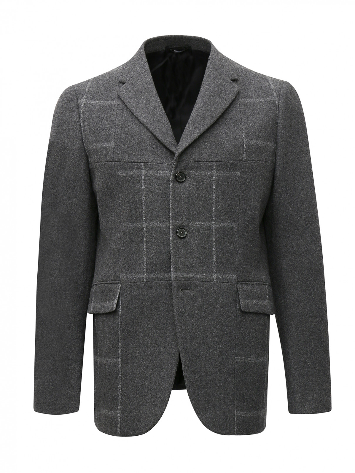 Пиджак из шерсти с узором "клетка" Jil Sander  –  Общий вид  – Цвет:  Серый