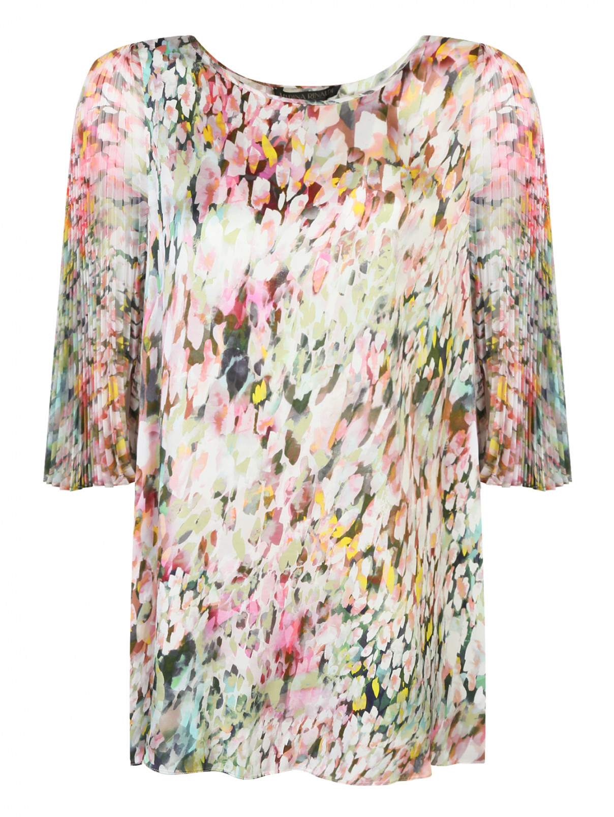 Блуза с цветочным узором Marina Rinaldi  –  Общий вид  – Цвет:  Розовый