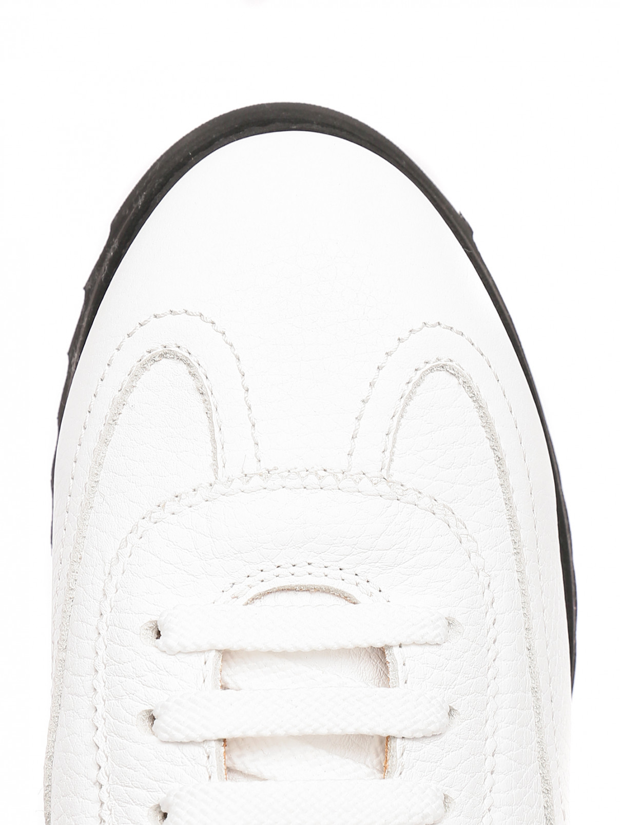 Кроссовки из фактурной кожи на шнуровке Doucal's  –  Обтравка3  – Цвет:  Белый