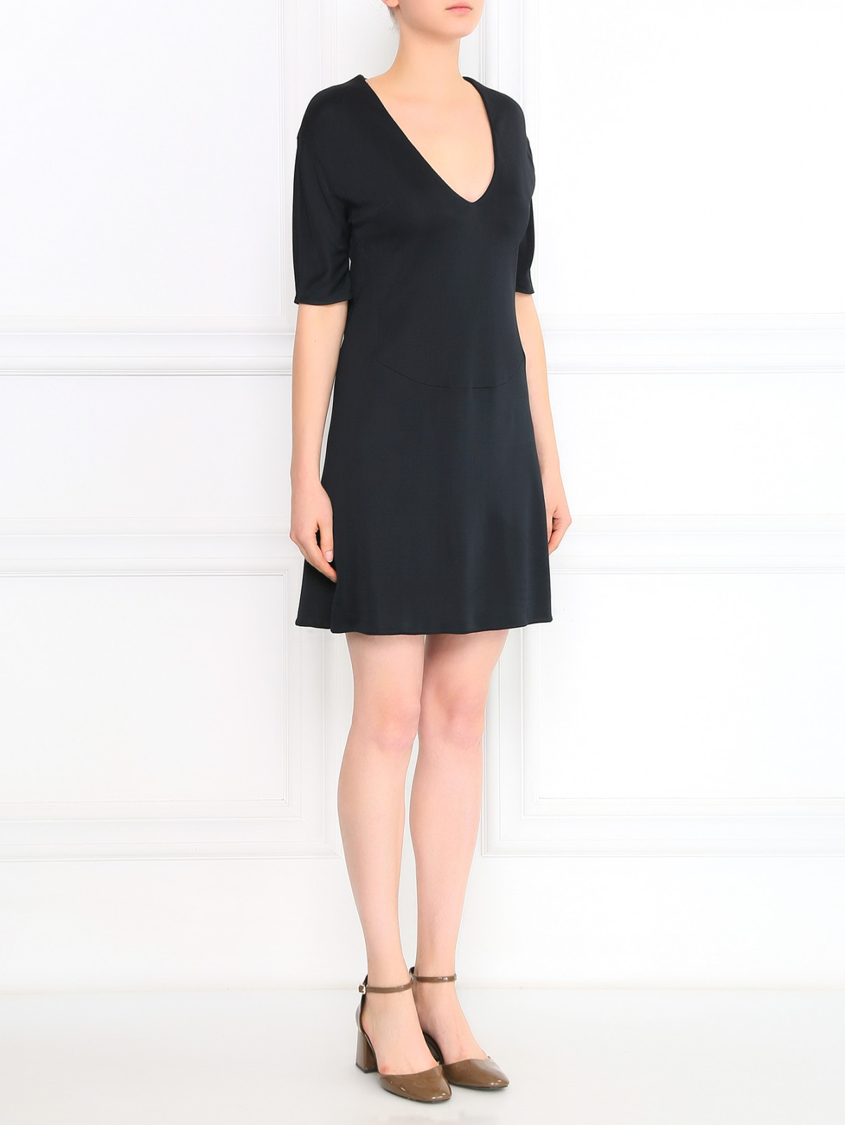 Трикотажное мини-платье Antonio Berardi  –  Модель Общий вид  – Цвет:  Черный