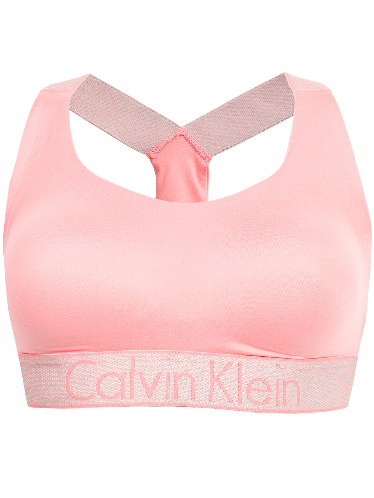 Базовый кроп-топ с контрастной отделкой Calvin Klein  –  Общий вид  – Цвет:  Розовый