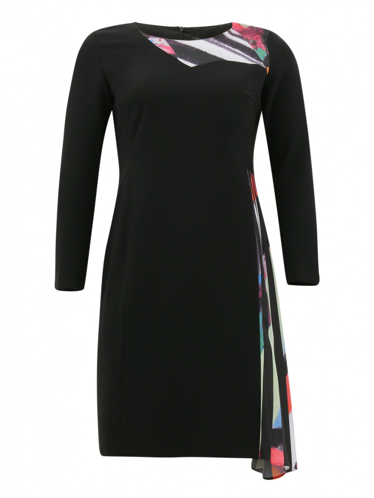 Платье с узором "полоска" Marina Rinaldi  –  Общий вид  – Цвет:  Черный