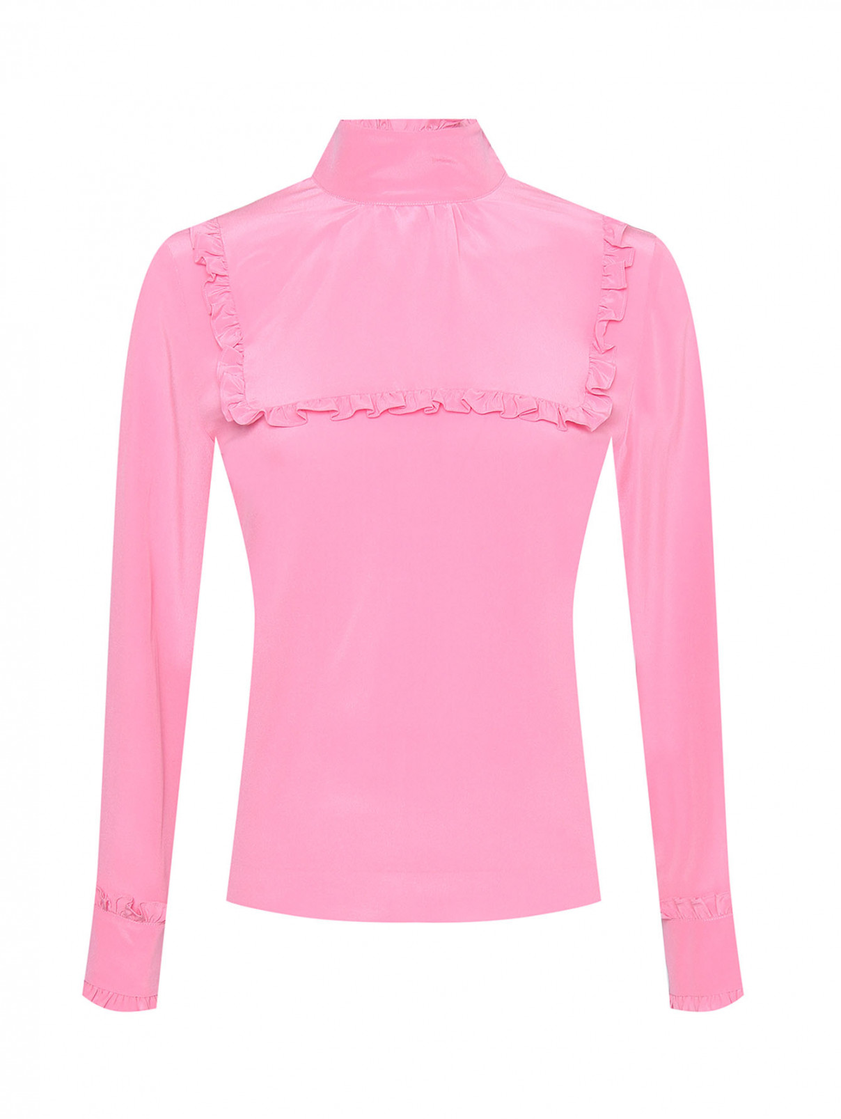 Блуза однотонная из шелка Max Mara  –  Общий вид  – Цвет:  Розовый