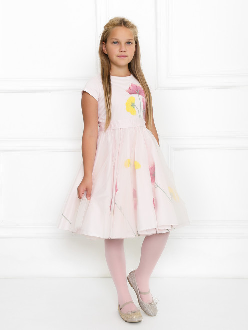 Платье с пышной юбкой и цветочным декором Aletta Couture - МодельОбщийВид