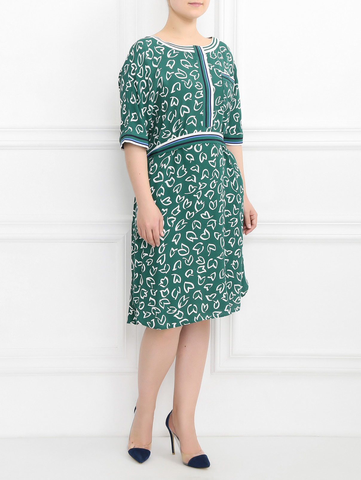 Платье-мини с узором Marina Sport  –  Модель Общий вид  – Цвет:  Зеленый