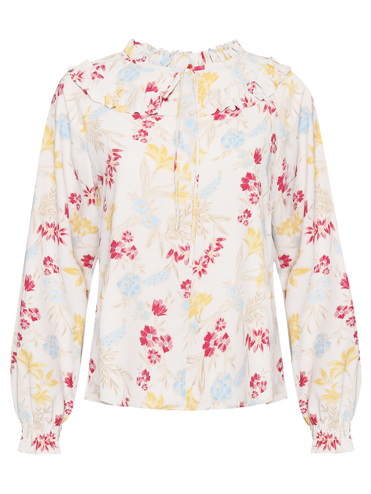 Блуза с цветочным узором Max&Co  –  Общий вид  – Цвет:  Белый