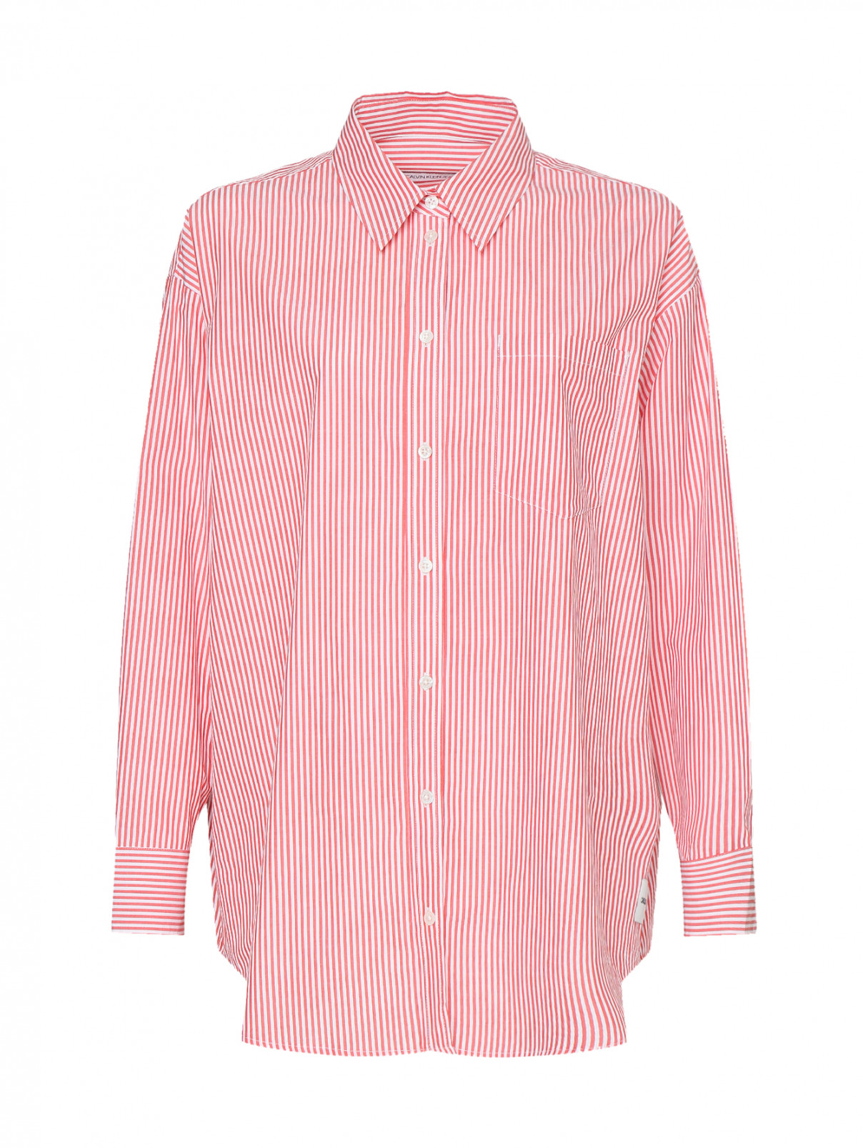 Рубашка из хлопка свободного кроя с узором полоска Calvin Klein  –  Общий вид  – Цвет:  Узор
