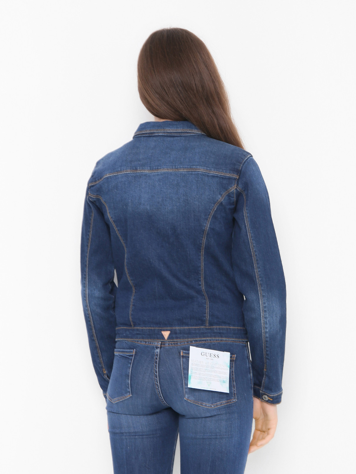 Джинсовая куртка со стразами Guess  –  МодельВерхНиз1  – Цвет:  Синий