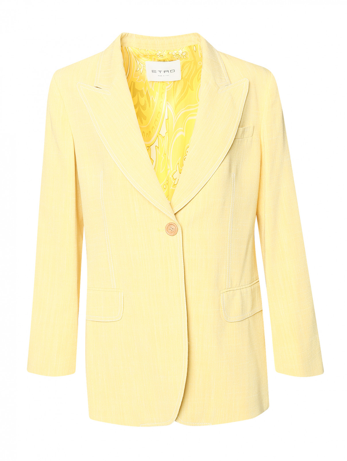 Жакет с контрастной отстрочкой Etro  –  Общий вид  – Цвет:  Желтый