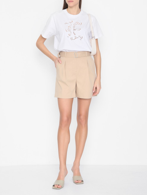 Шорты из хлопка с поясом Ermanno Scervino - МодельОбщийВид