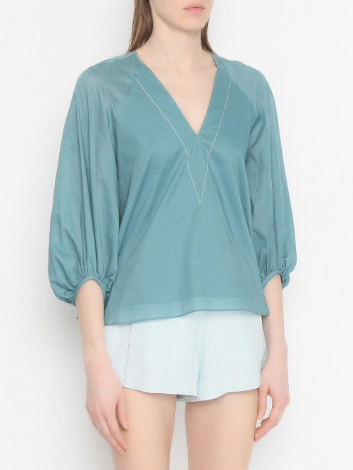 Блуза из хлопка с вырезом на спинке - МодельВерхНиз
