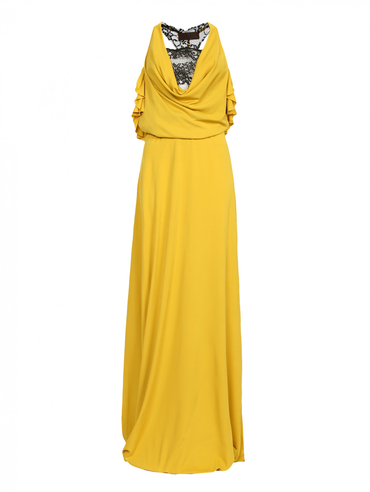 Платье-макси с кружевными вставками JO NO FUI  –  Общий вид  – Цвет:  Желтый