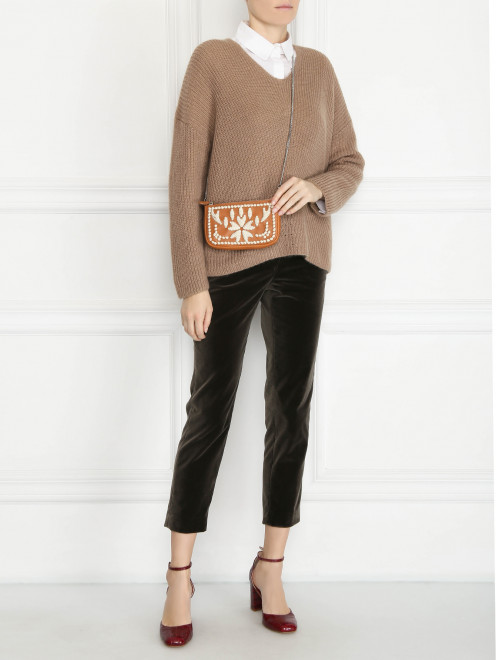 Сумка из гладкой кожи с аппликацией Ermanno Scervino - МодельОбщийВид