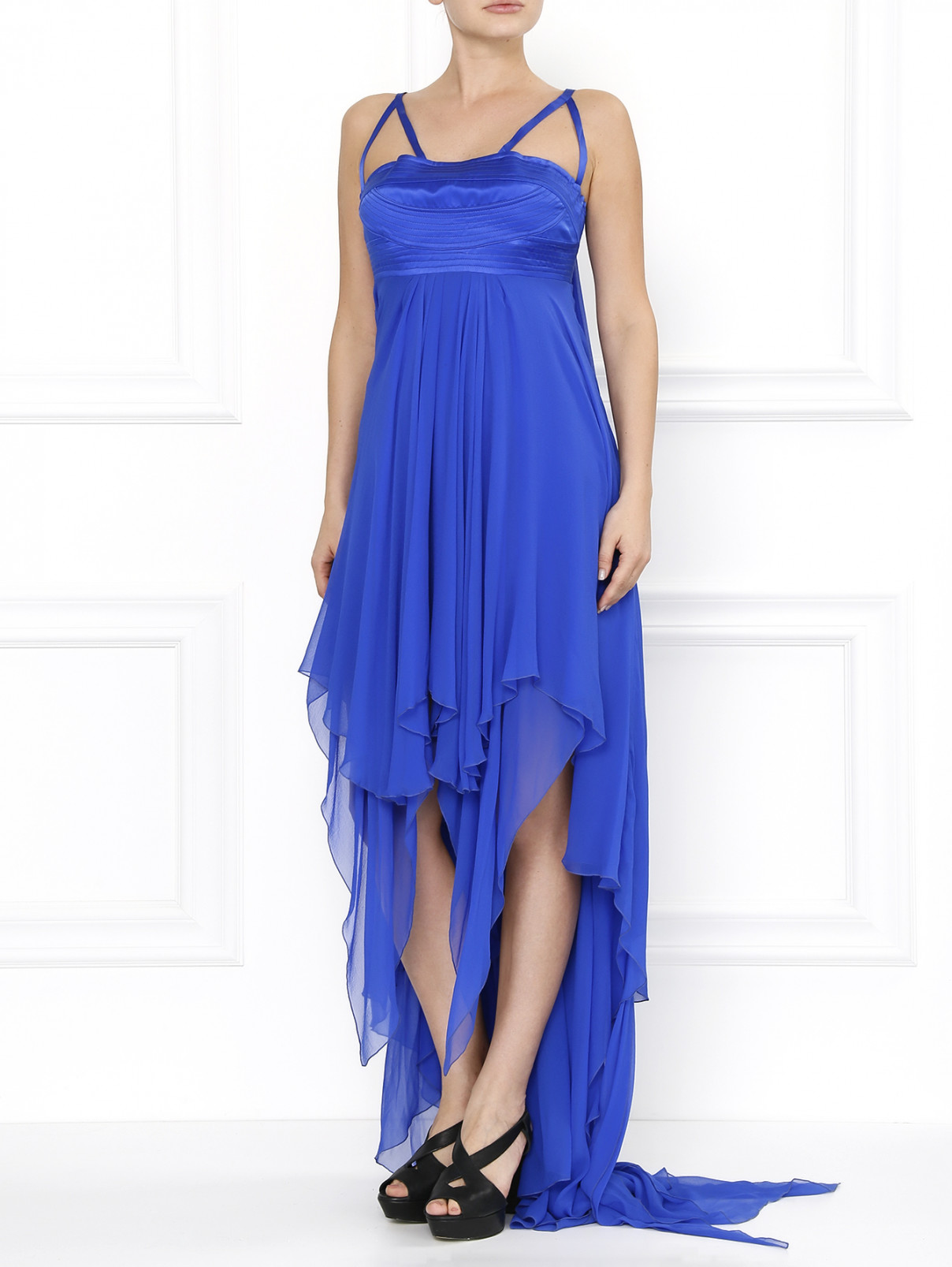 Вечернее платье из шелка Versace Collection  –  Модель Общий вид  – Цвет:  Синий