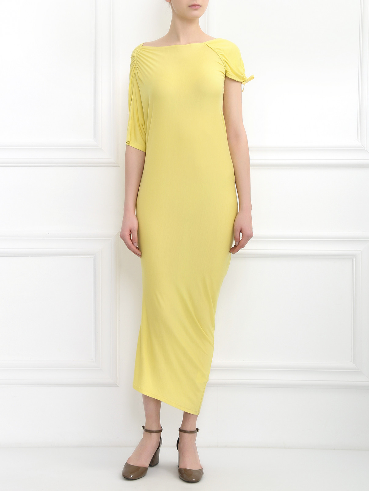 Трикотажное платье асимметричного кроя Anne Valerie Hash  –  Модель Общий вид  – Цвет:  Желтый