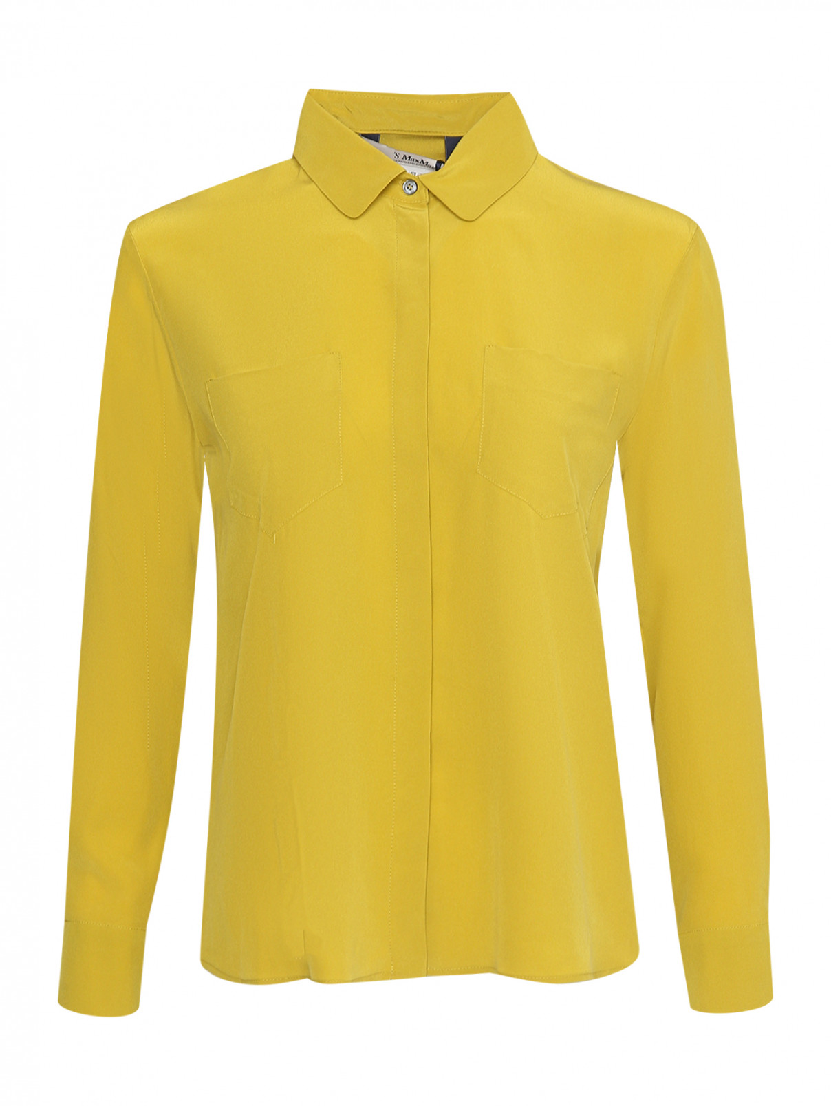 Однотонная блуза с карманами Max Mara  –  Общий вид  – Цвет:  Желтый