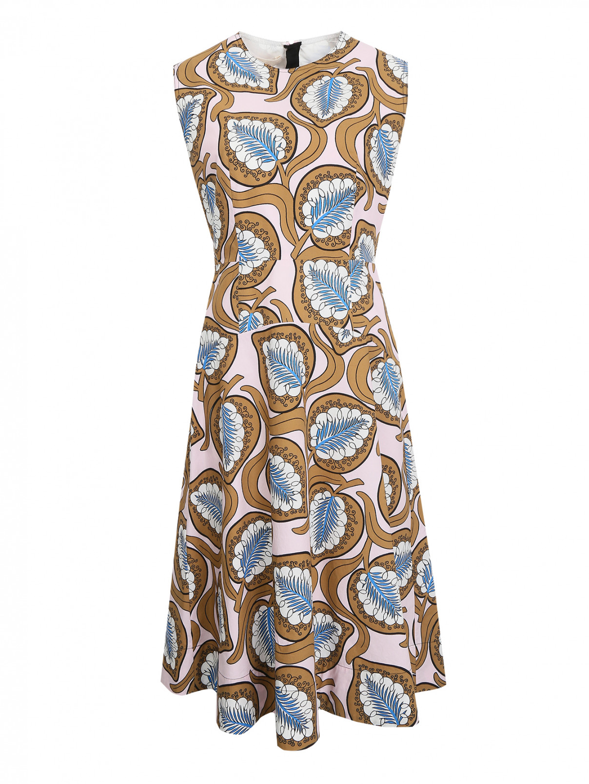 Платье из хлопка с растительным рисунком Marni  –  Общий вид  – Цвет:  Белый