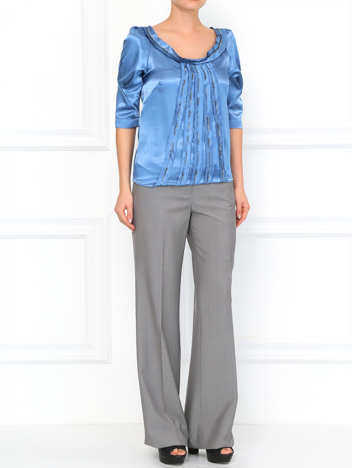 Классические брюки из шерсти Barbara Bui  –  Модель Общий вид  – Цвет:  Серый