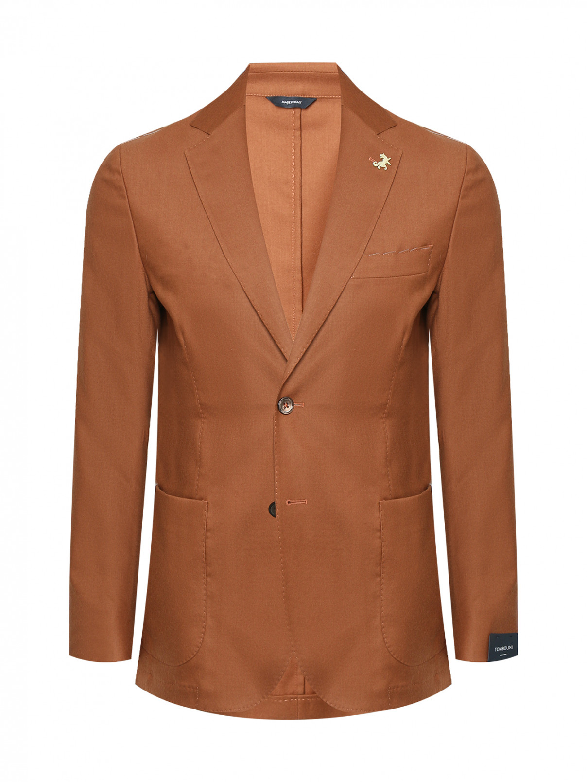 Однобортный пиджак из шерсти с карманами Tombolini  –  Общий вид  – Цвет:  Оранжевый