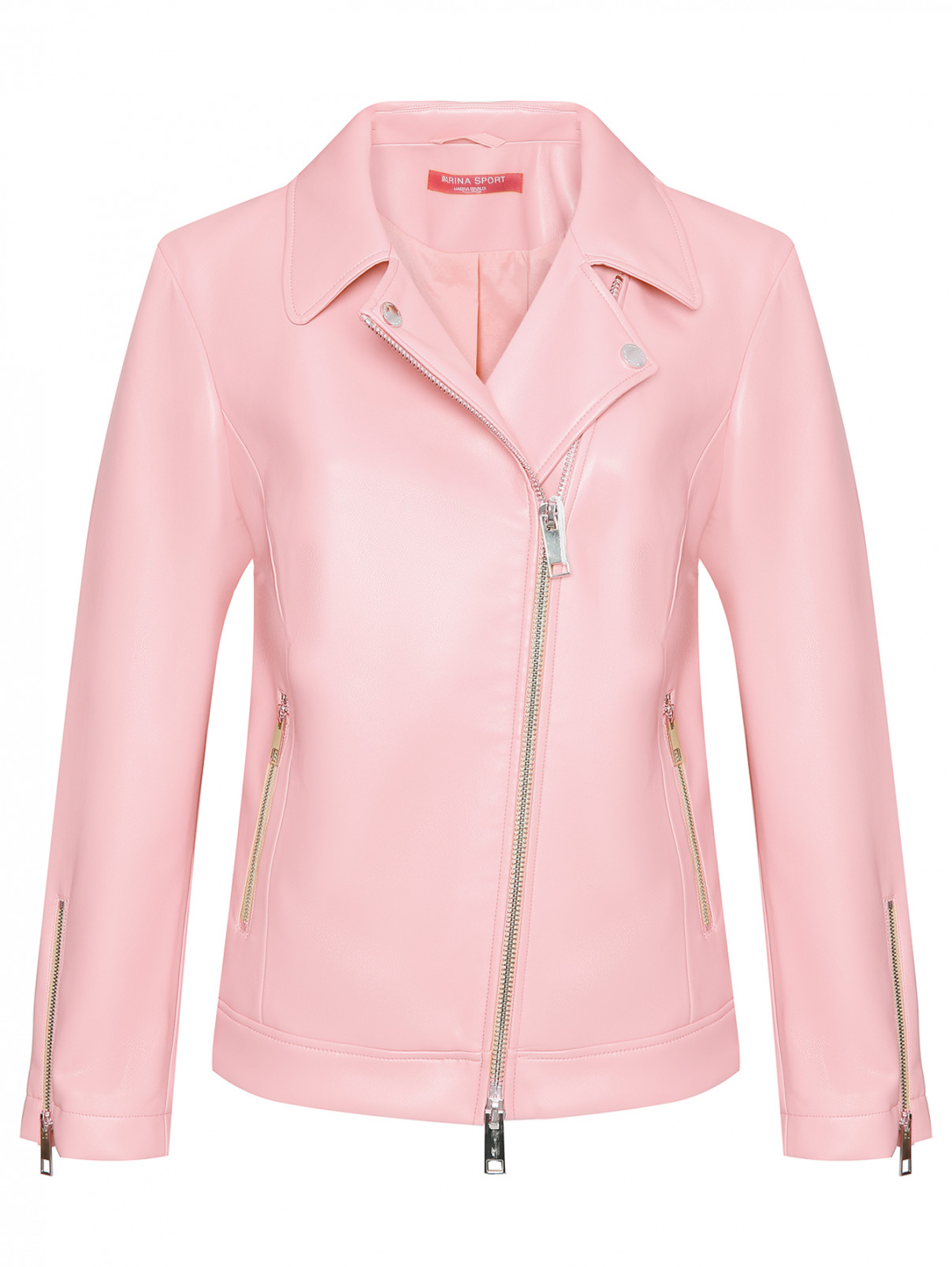 Куртка из эко-кожи на молнии Marina Rinaldi  –  Общий вид  – Цвет:  Розовый