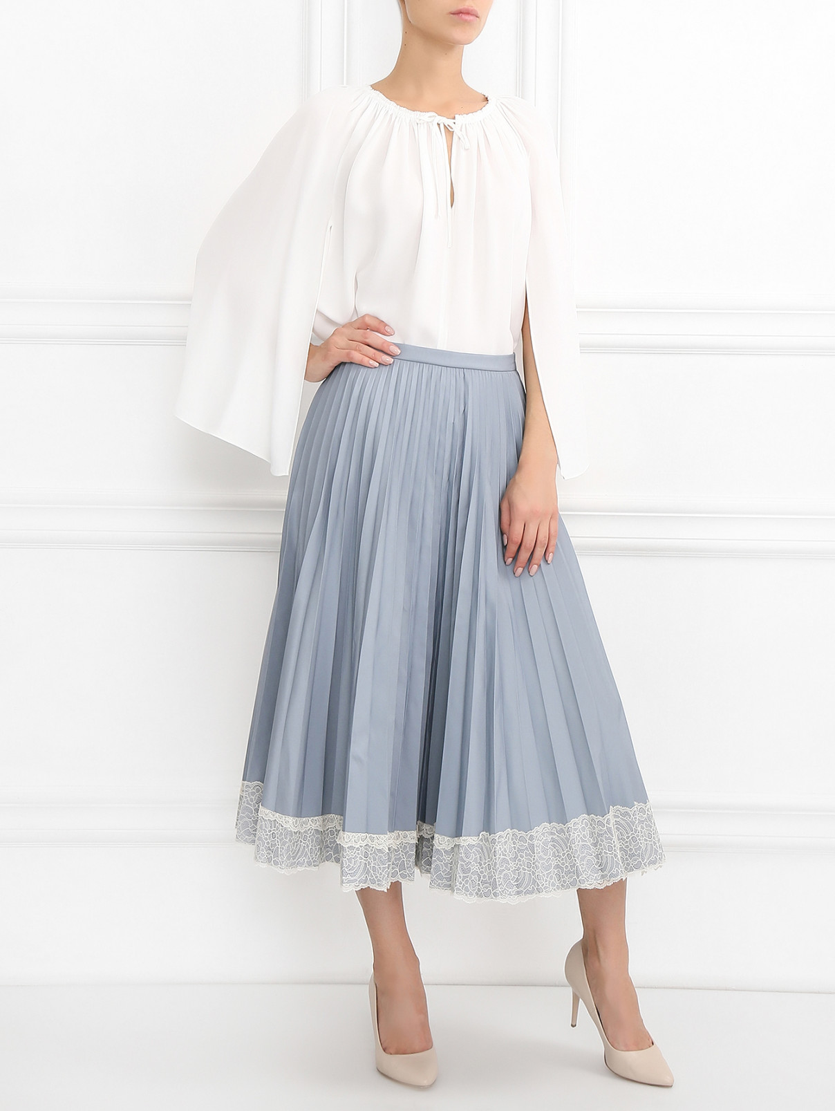 Блуза свободного кроя декорированная складками Dorothee Schumacher  –  Модель Общий вид  – Цвет:  Белый