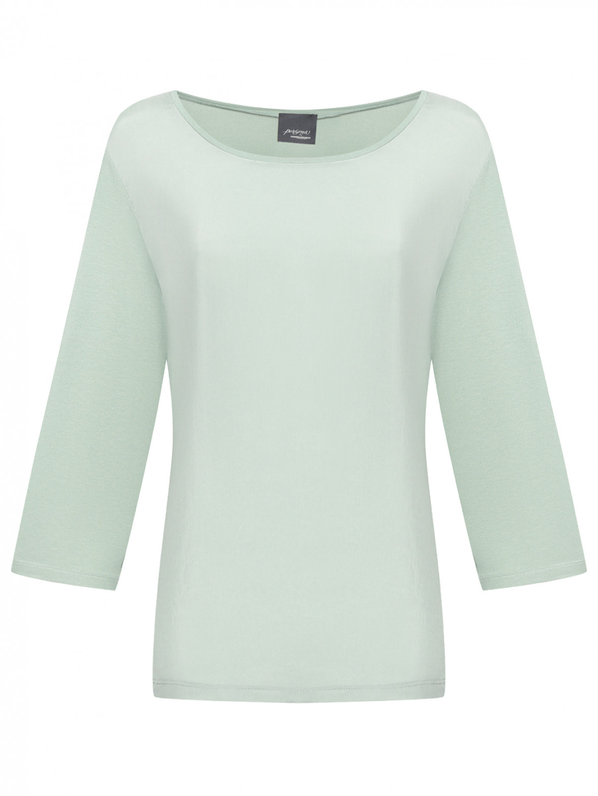 Комбинированная блуза свободного кроя Persona by Marina Rinaldi  –  Общий вид  – Цвет:  Зеленый