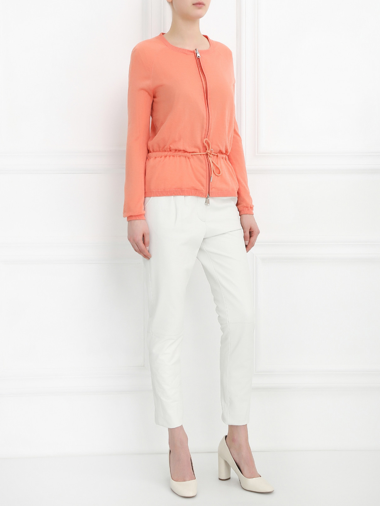 Узкие брюки из кожи Jean Paul Gaultier  –  Модель Общий вид  – Цвет:  Белый